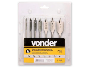 Jogo de Brocas Chatas com 7 Peças, de 1/4" a 1", Vonder
